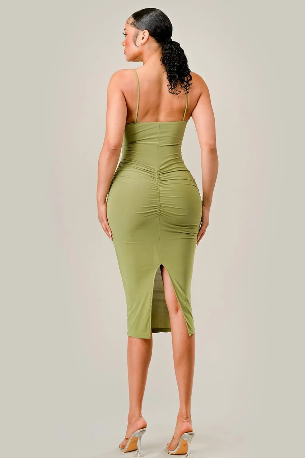 Green Cut Out Midi Dress