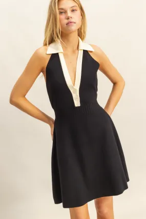 Halter Neck Flirty Knit Mini Dress