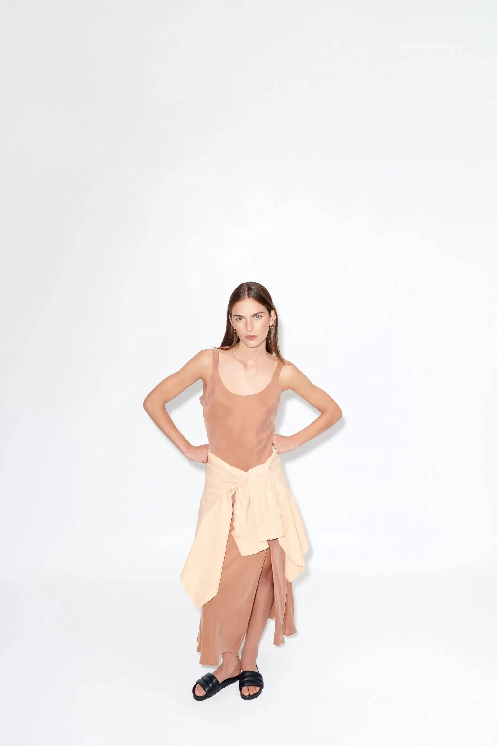 Harlow Cupro Slip Dress - Terracotta