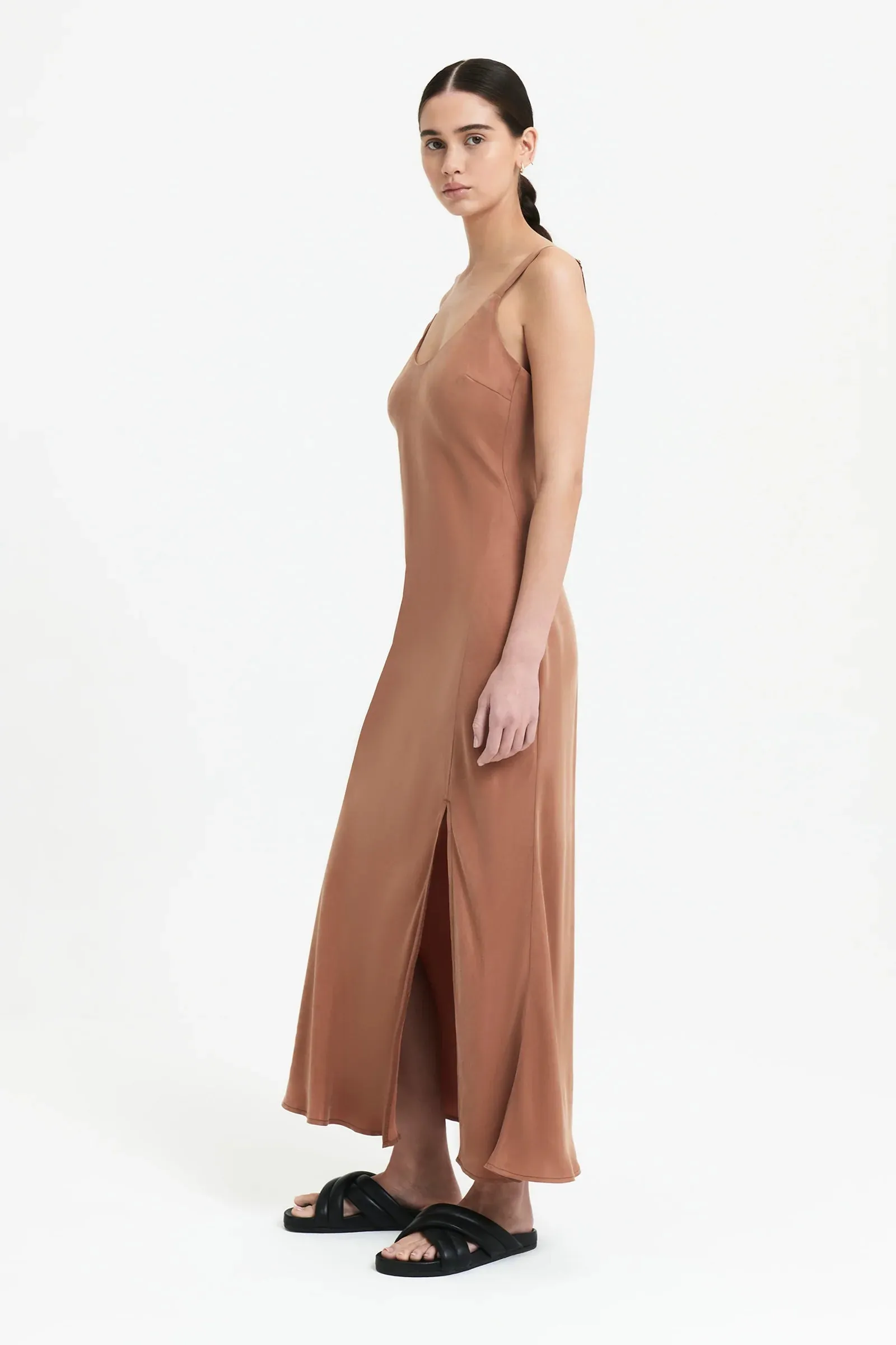 Harlow Cupro Slip Dress - Terracotta