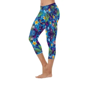 Hawaiian Blue Capri Leggings up to 5 XL