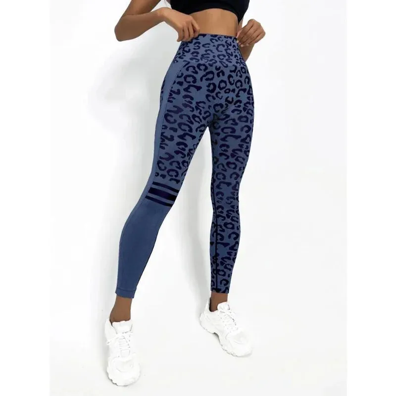 High-Waist Leopard Seamless Leggings for Women | Honey Peach Lifted Hip Fitness Pants | Yoga & Training Sportswear