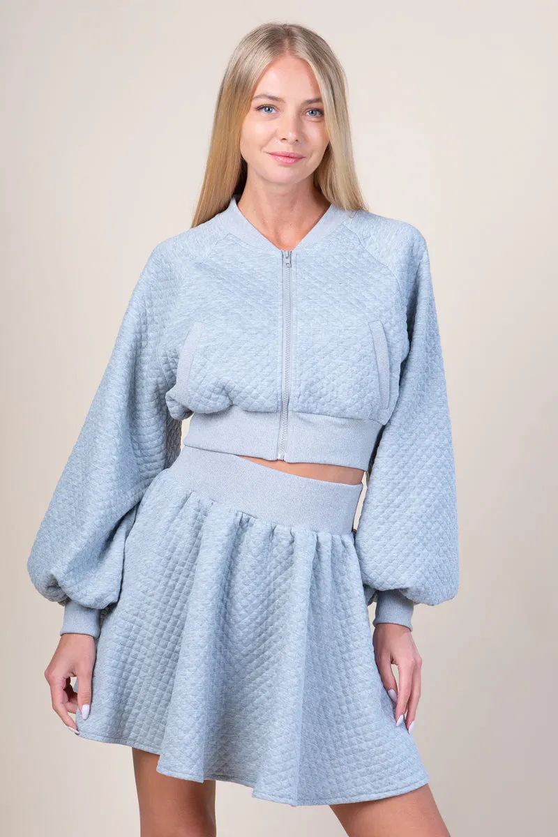 In The Clear Quilted Jacket Set • Grey
