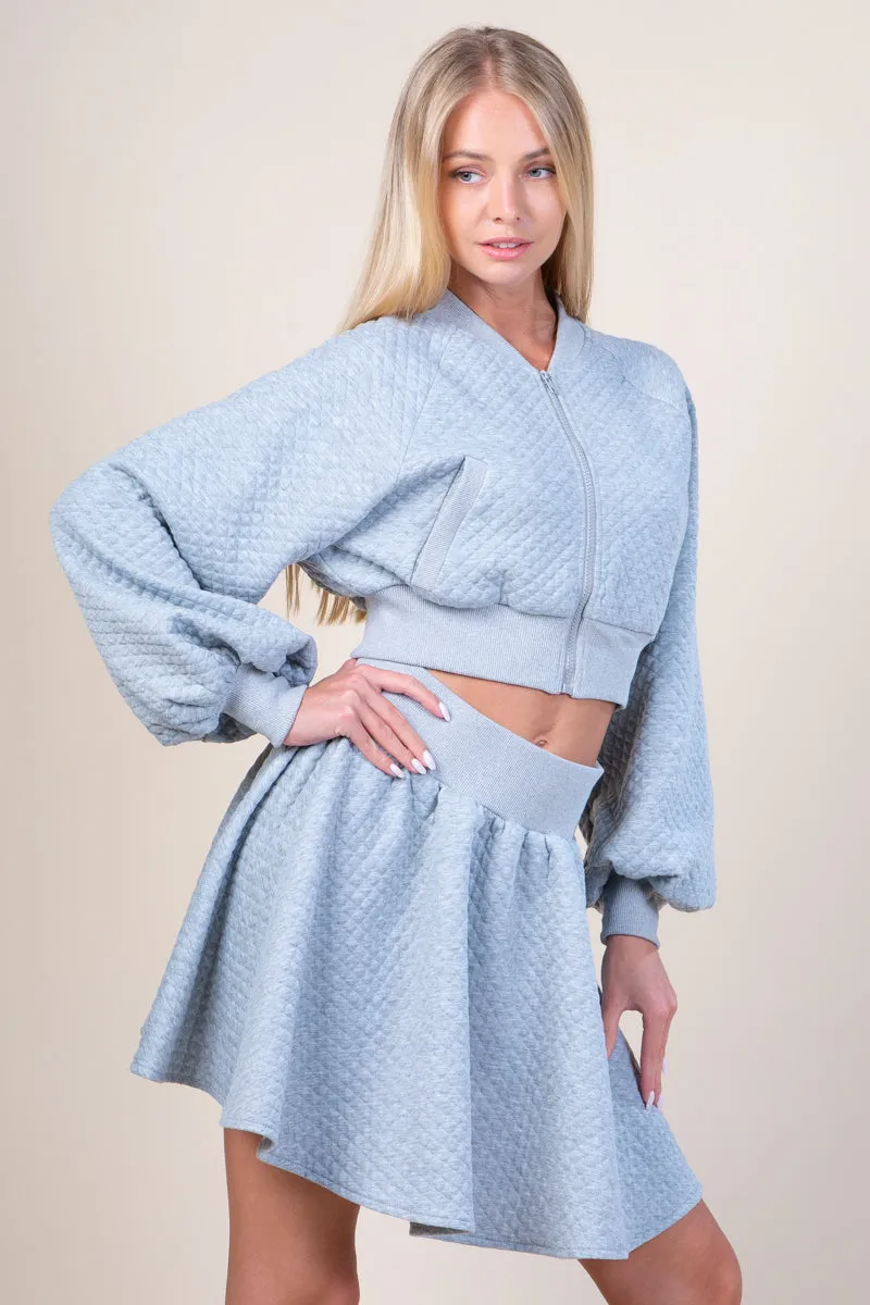 In The Clear Quilted Jacket Set • Grey