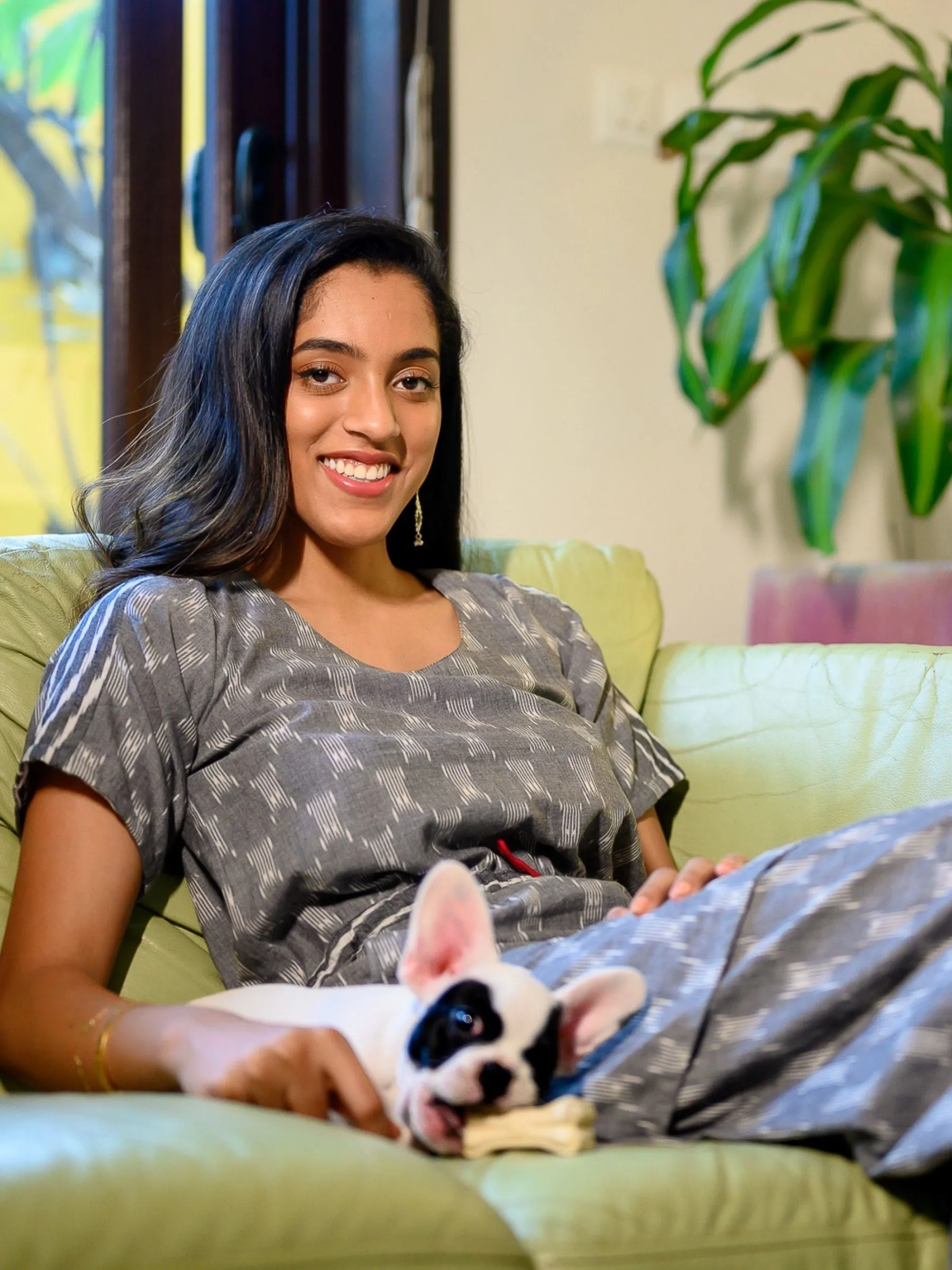 'Juniper' Drawstring Handwoven Ikat Pure Cotton Tunic