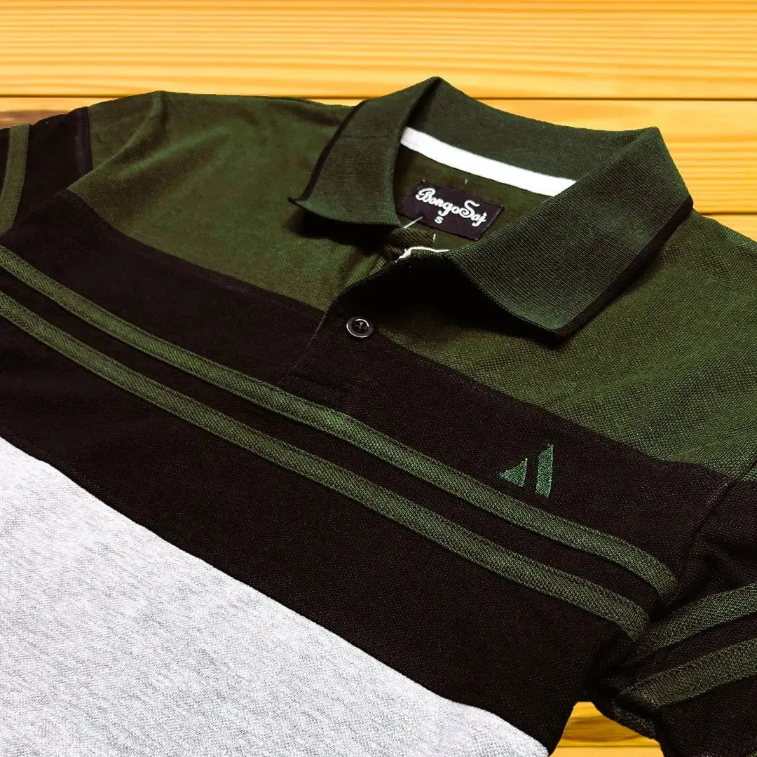 Juniper Green Black Ash Polo T-Shirt with Green Stripe