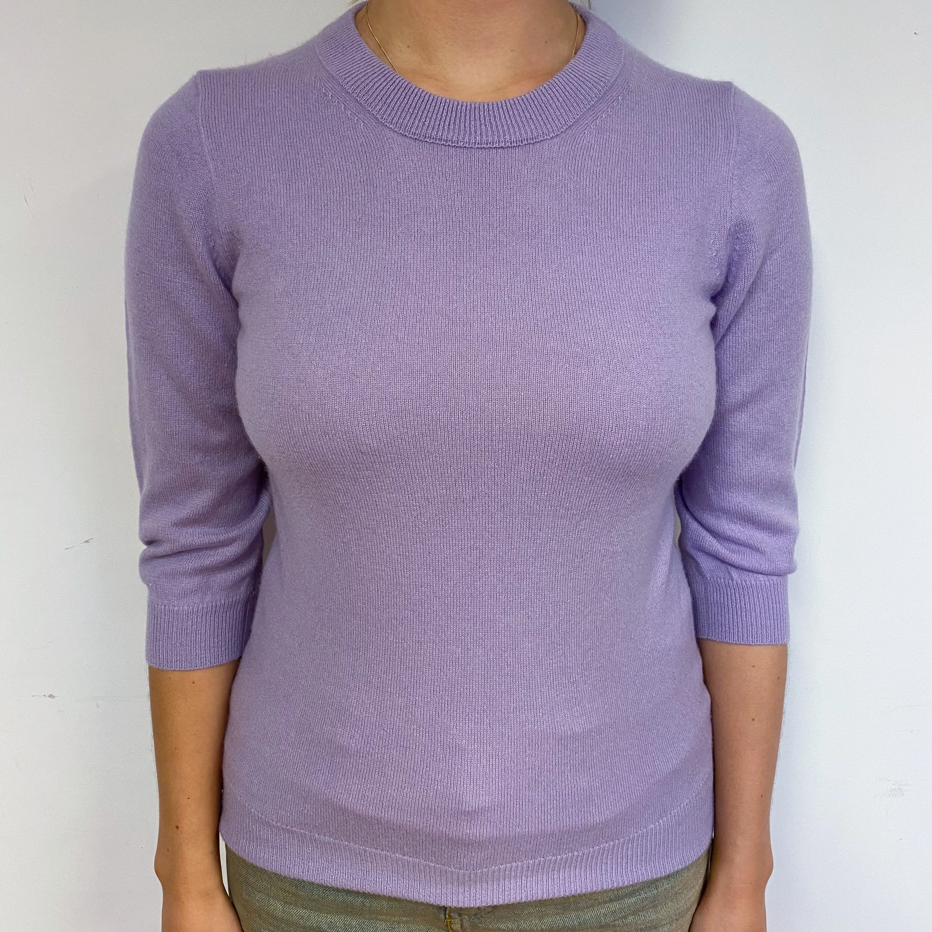 Lilac Cashmere Crew Neck Jumper Small