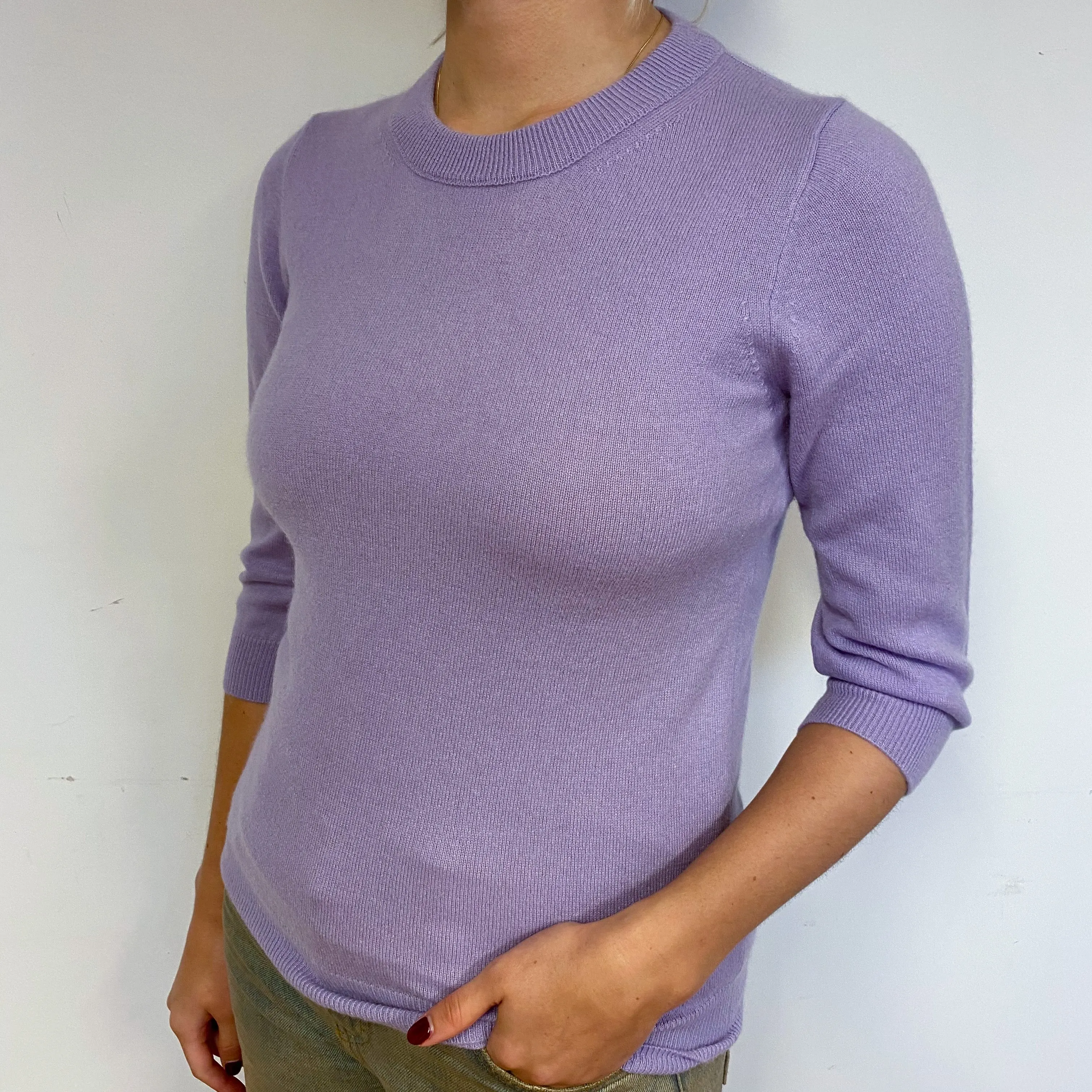 Lilac Cashmere Crew Neck Jumper Small