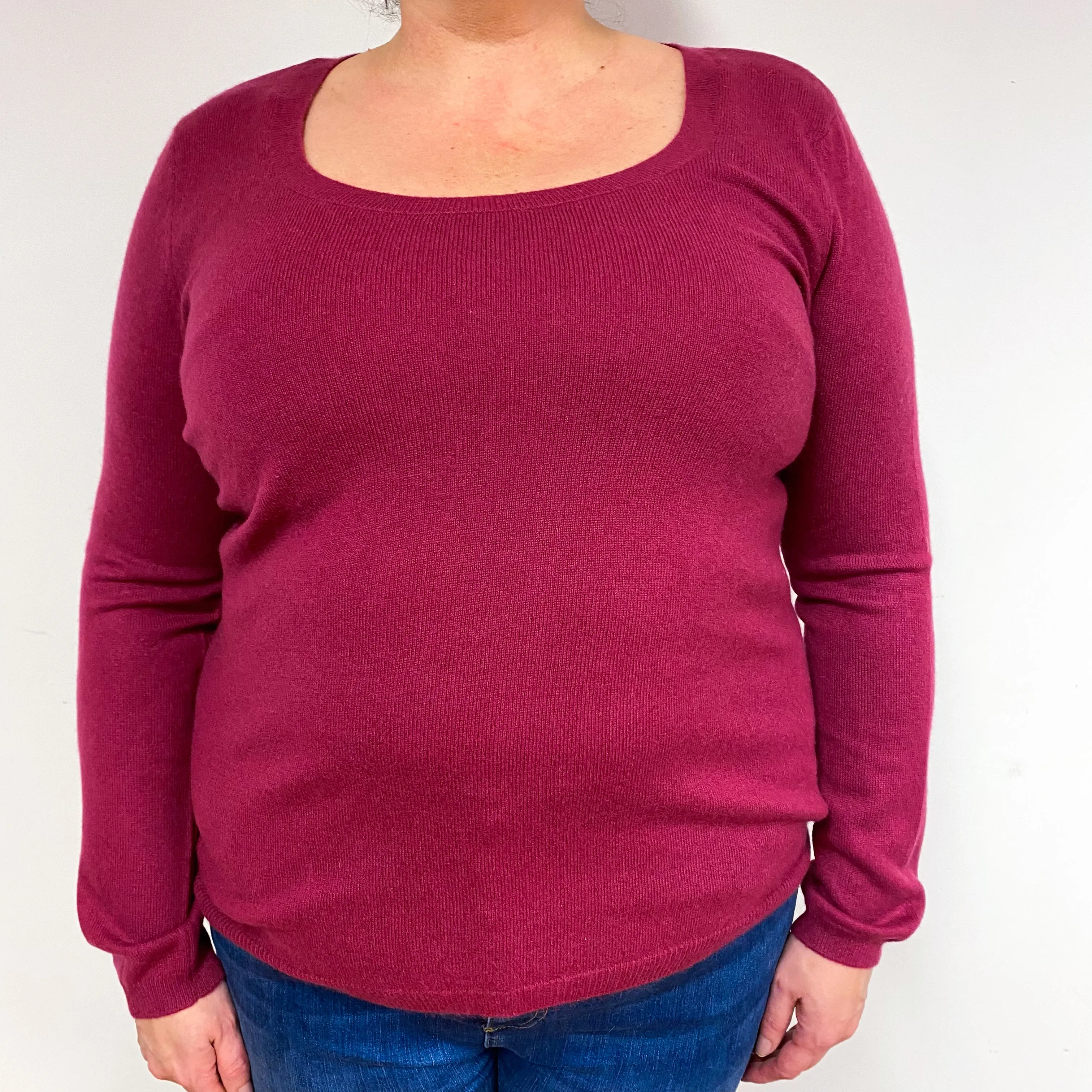 Loganberry Pink Cashmere Crew Neck Jumper Extra Large
