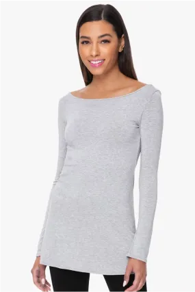 MARINA BOAT NECK TUNIC (HEATHER GREY)