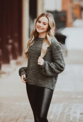 Melange Balloon Sleeve Sweater