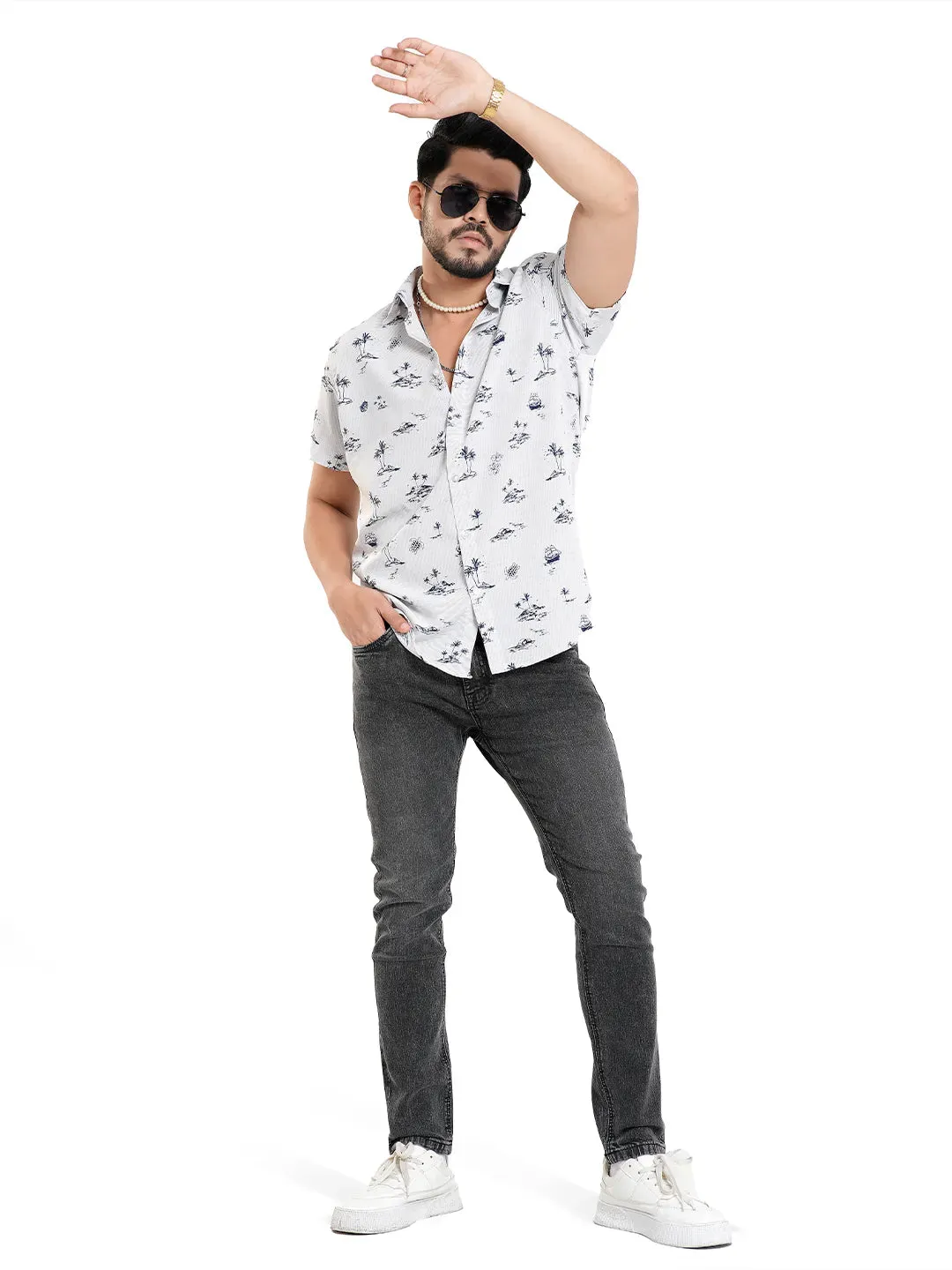 Men's Basic Collar Casual Half Sleeve Shirt