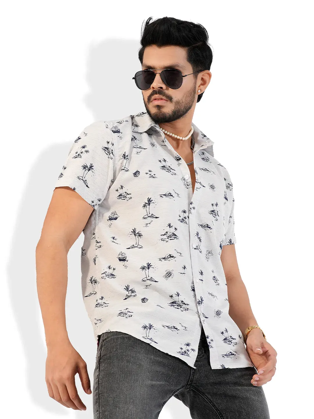 Men's Basic Collar Casual Half Sleeve Shirt