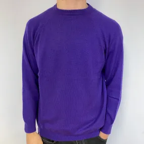 Men’s Electric Purple Cashmere Crew Neck Jumper Medium