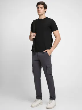 Men's Steel Grey Solid Cargo trousers