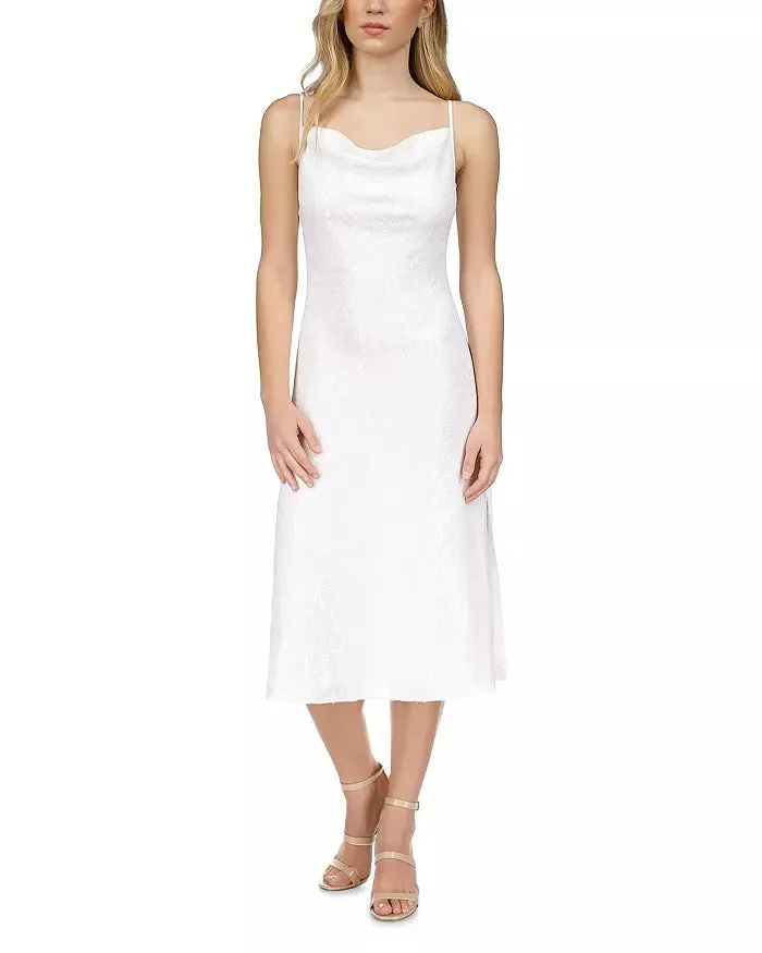 MICHAEL Michael Kors Womens Sequin Midi Slip Dress Small White