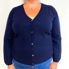 Navy Blue Cashmere V-Neck Cardigan Extra Large