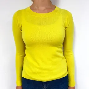 Neon Yellow Cashmere Crew Neck Jumper Small