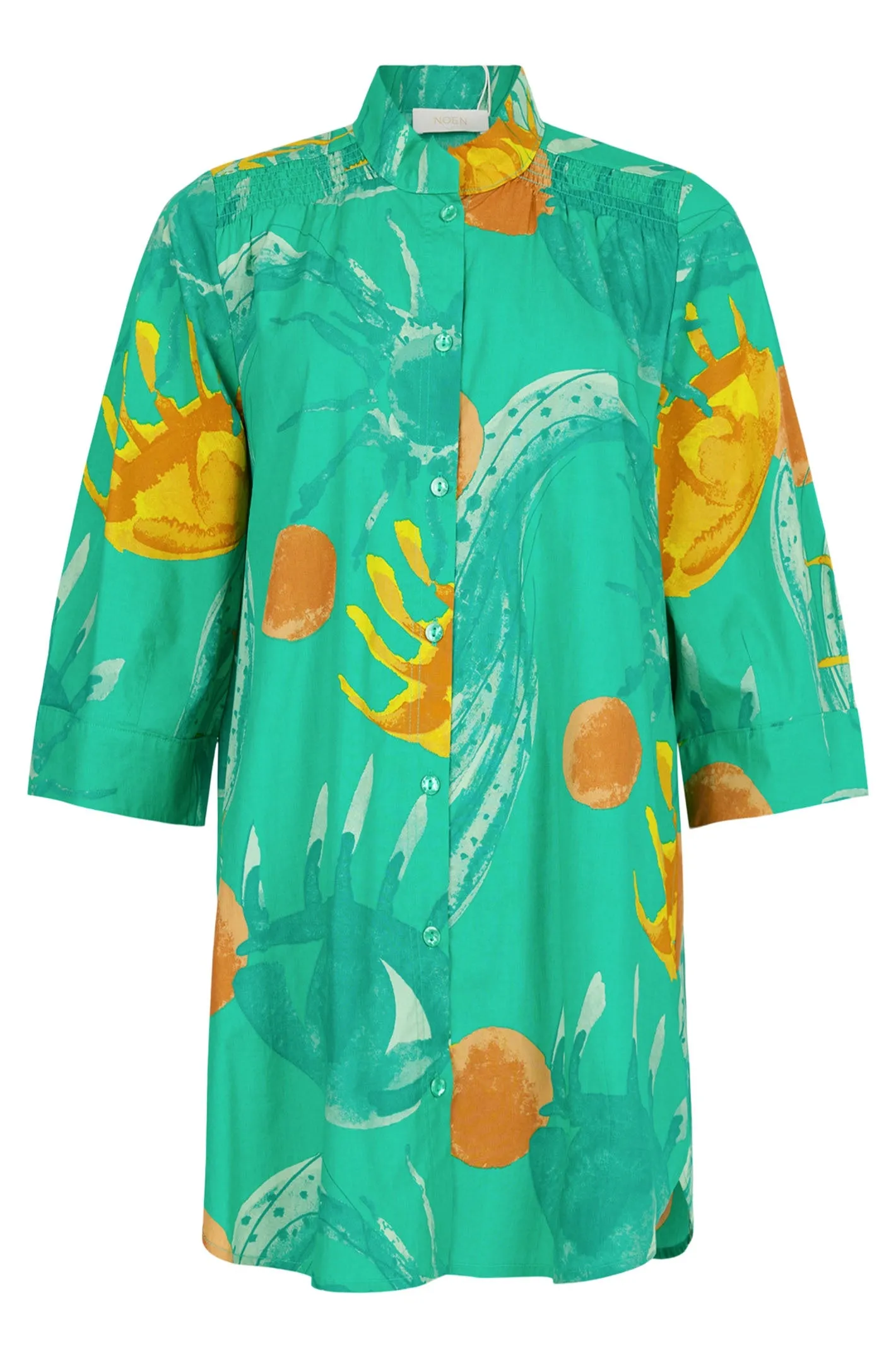 Noen 86217-81219 Green Print Cotton Tunic Shirt