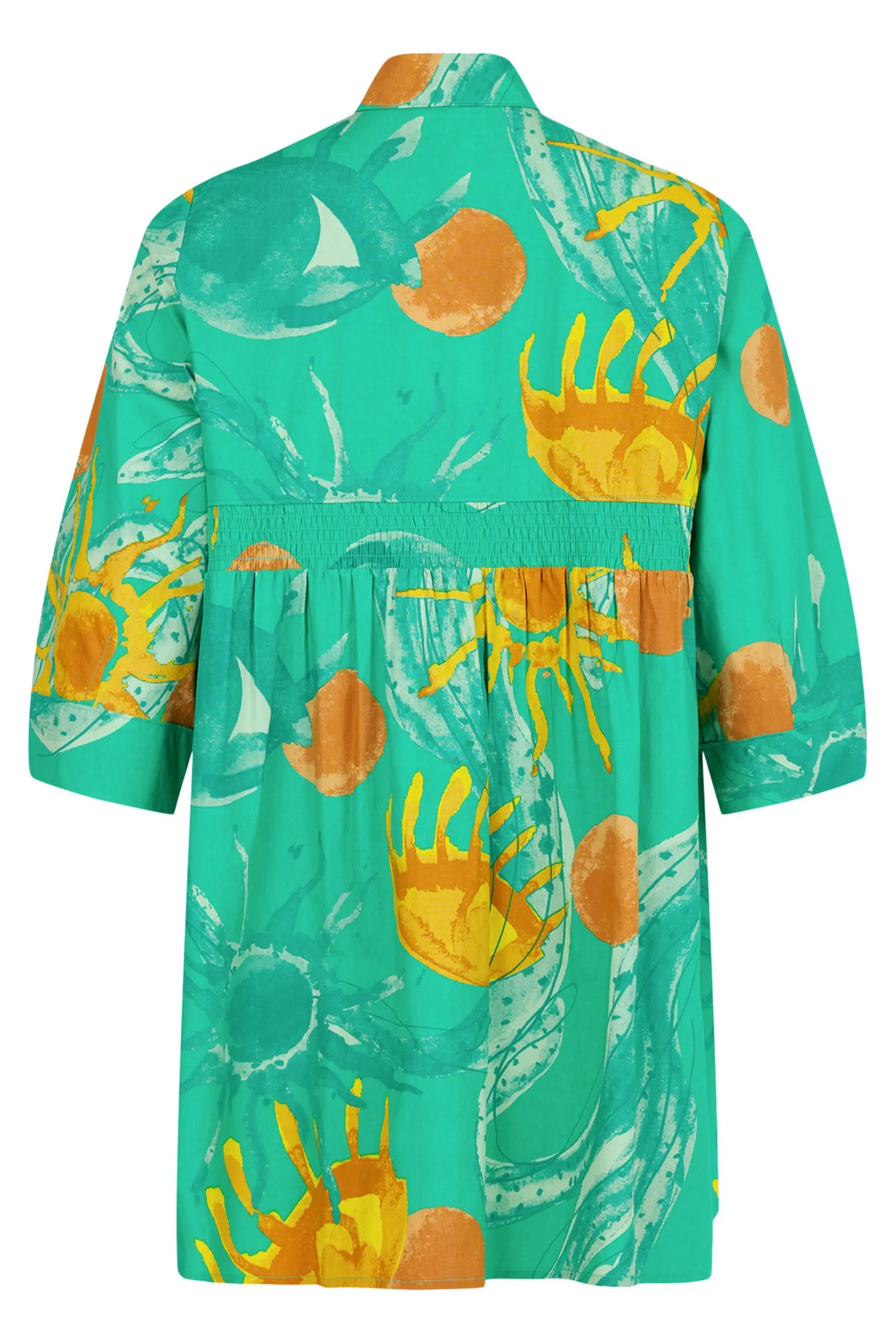 Noen 86217-81219 Green Print Cotton Tunic Shirt
