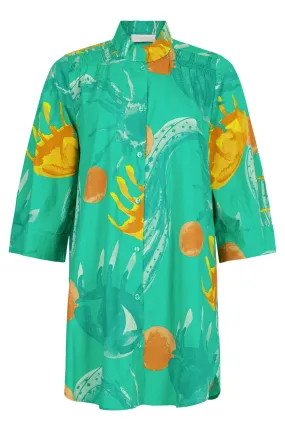 Noen 86217-81219 Green Print Cotton Tunic Shirt
