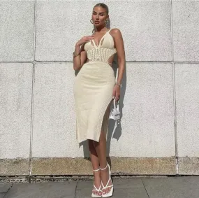 Off To The Islands Crochet Dress - Cream