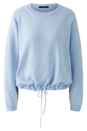 Oui 91878 Powder Blue Wide Neck Drawstring Waist Jumper