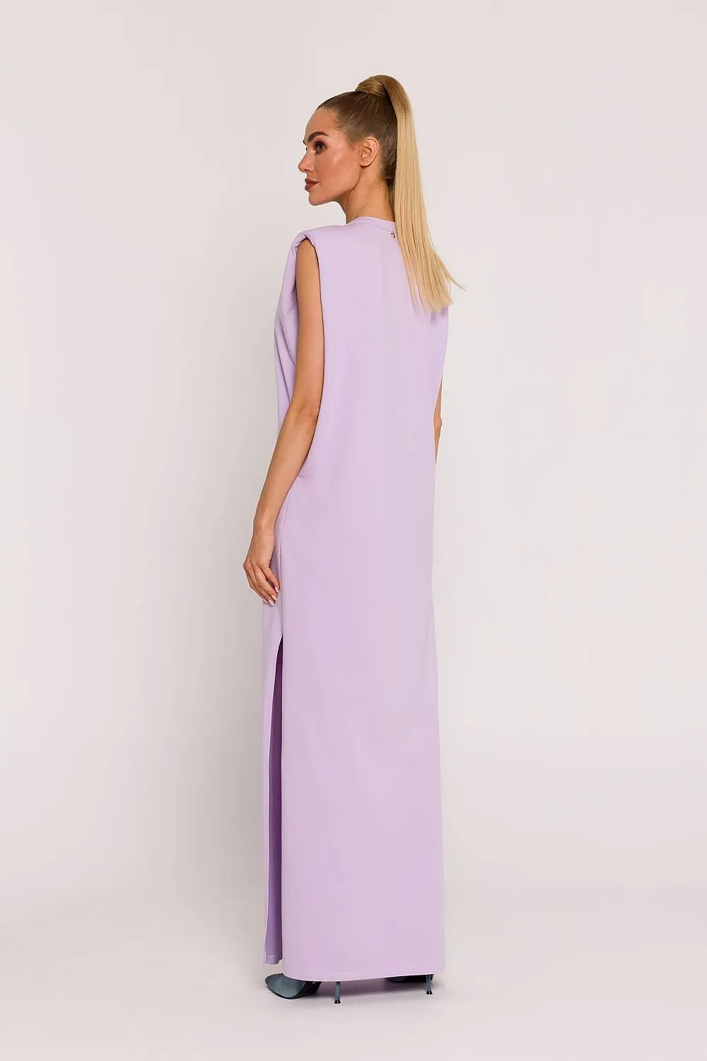 Oversize sleeveless side slit knit day dress