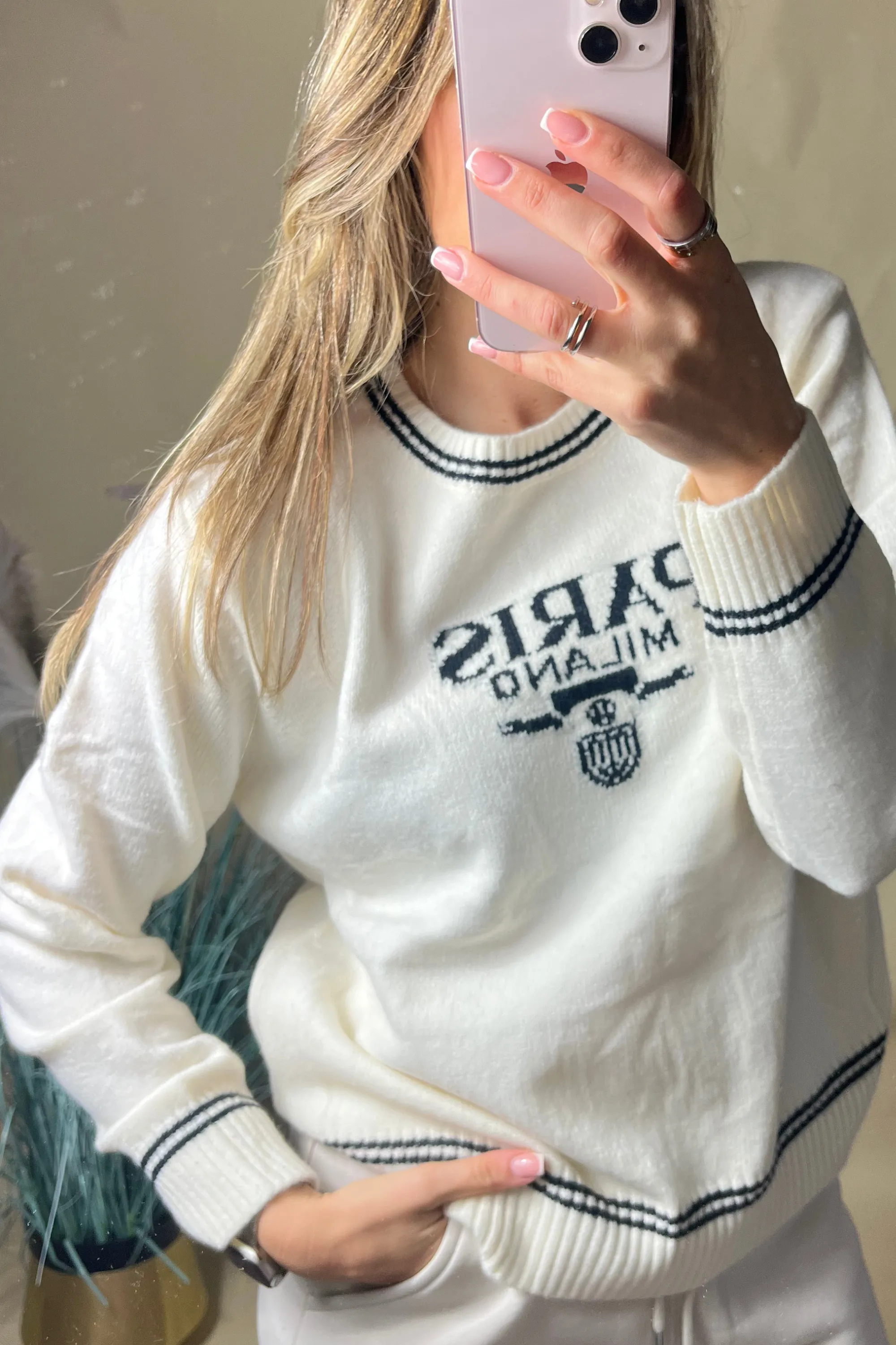 Paris slogan cream jumper
