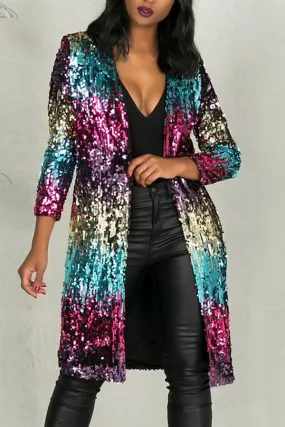 Pay Attention: Sequins Long Coat Plus