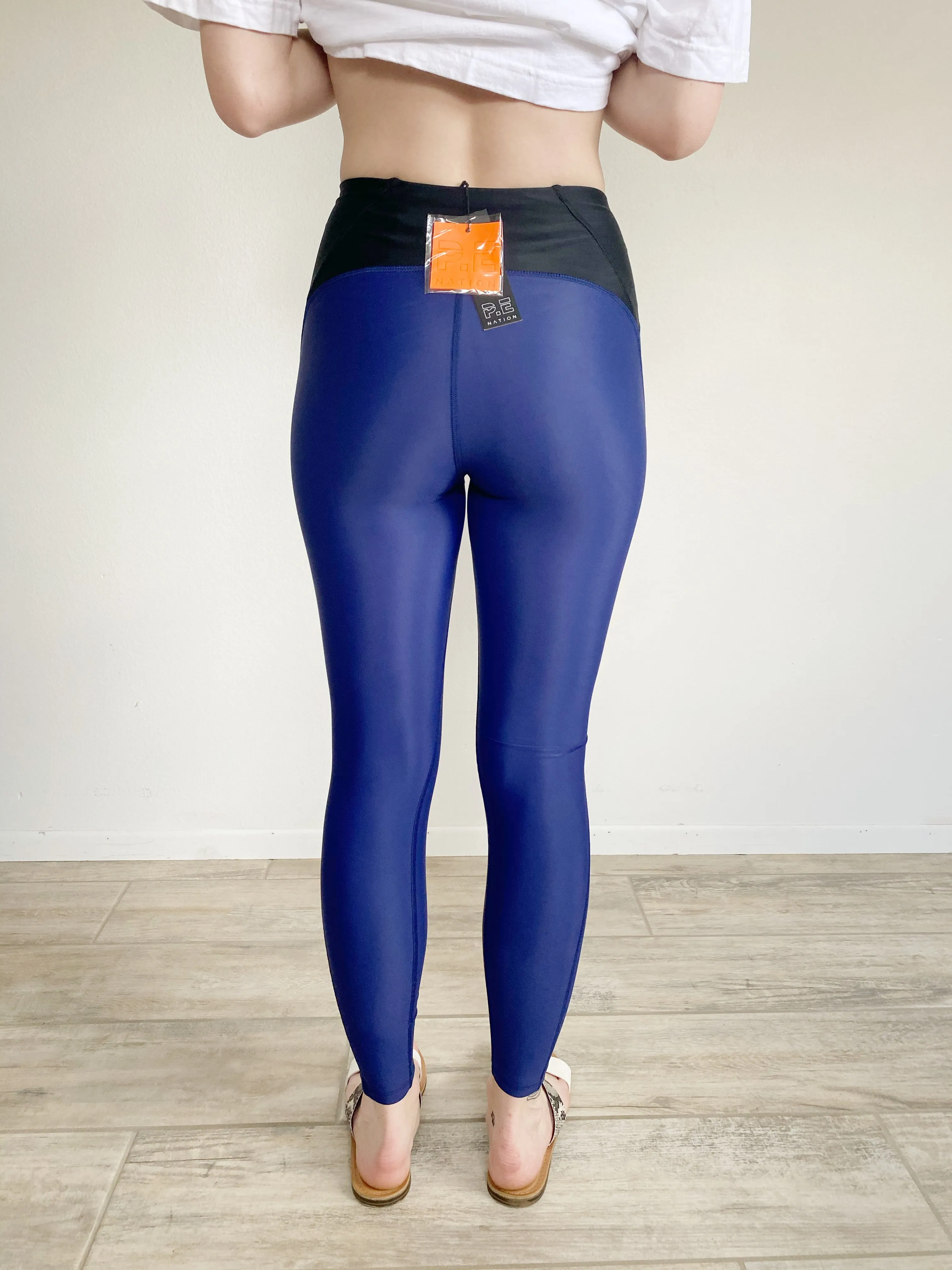 P.E Nation Discus Leggings Navy NWT Small