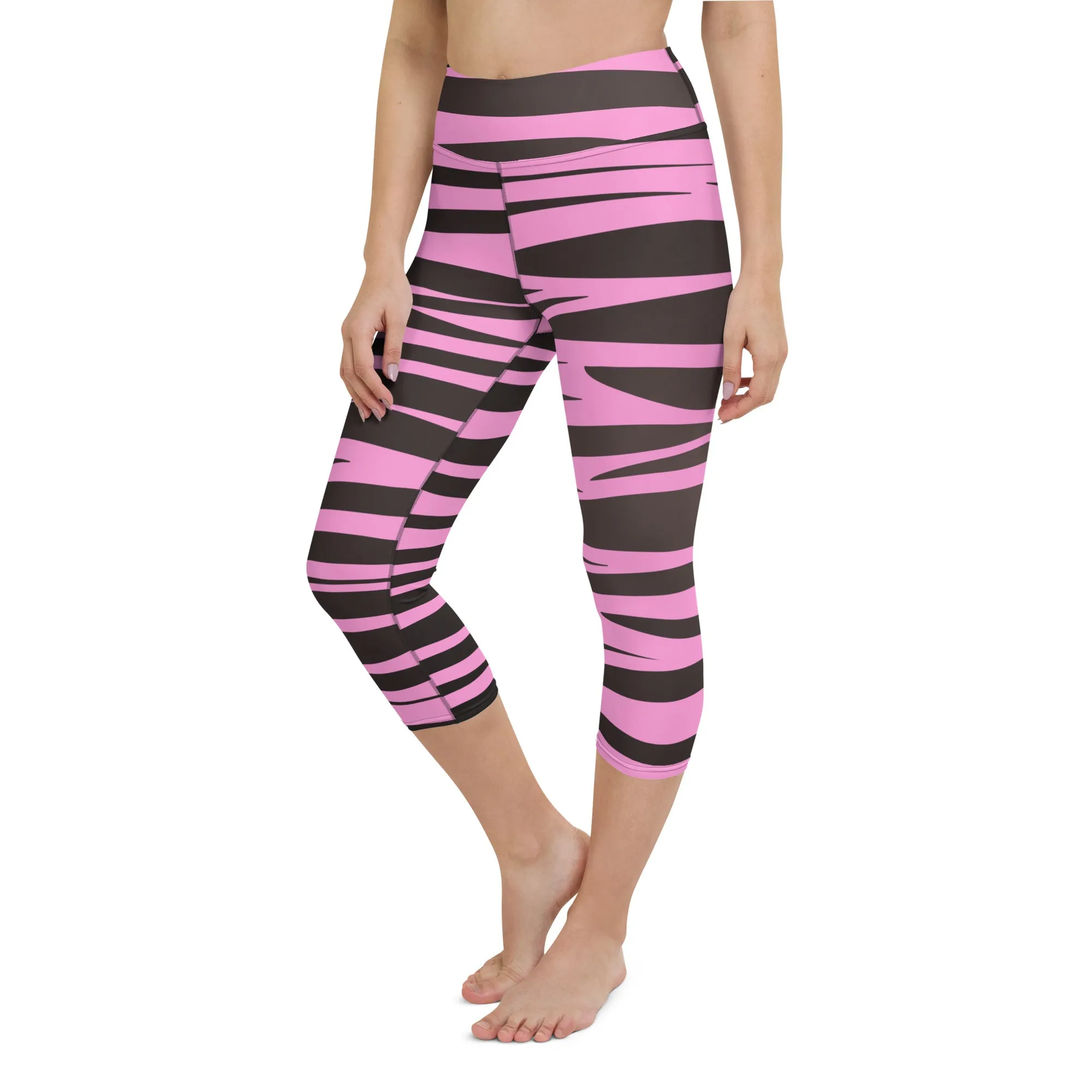 Pink and Black Zebra Yoga Capri Leggings | Fitness Leggings, lioness-love