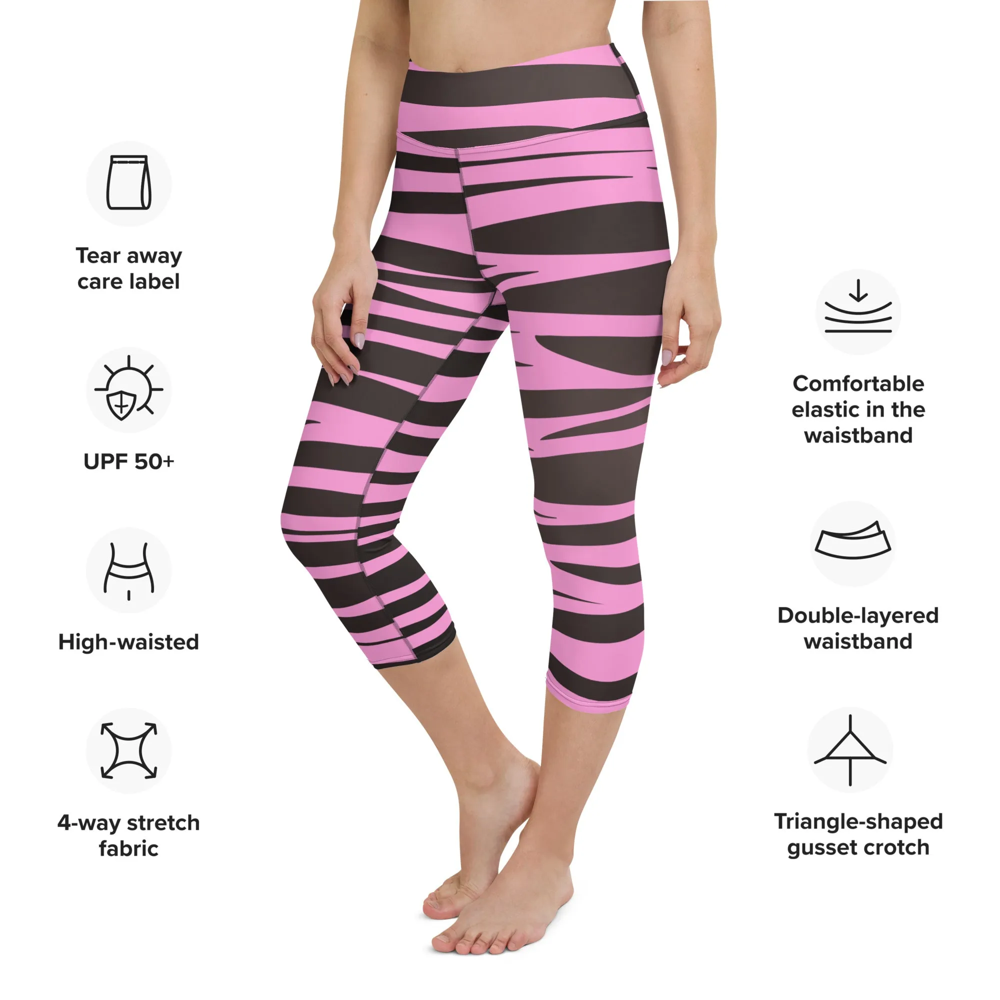 Pink and Black Zebra Yoga Capri Leggings | Fitness Leggings, lioness-love