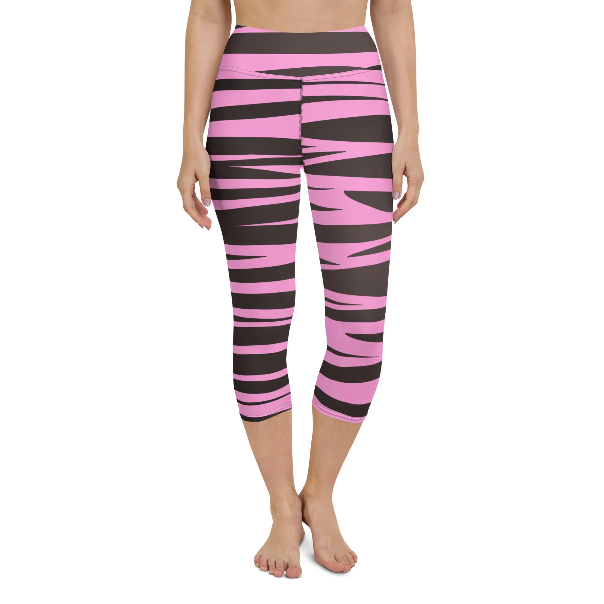 Pink and Black Zebra Yoga Capri Leggings | Fitness Leggings, lioness-love