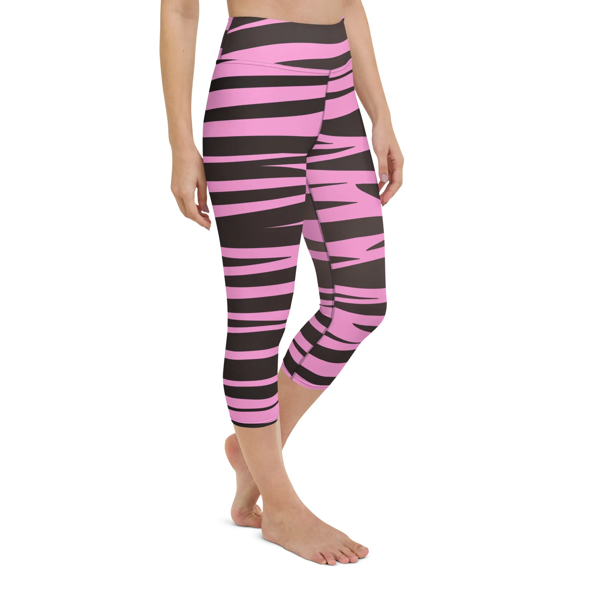 Pink and Black Zebra Yoga Capri Leggings | Fitness Leggings, lioness-love