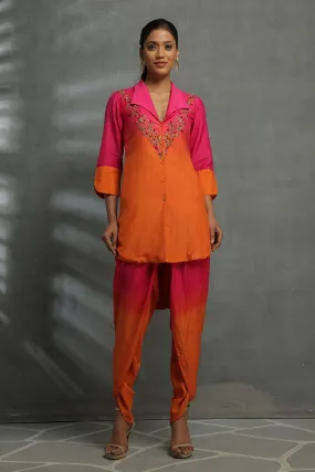 Pink Ombre Embellished Tunic & Pant Set