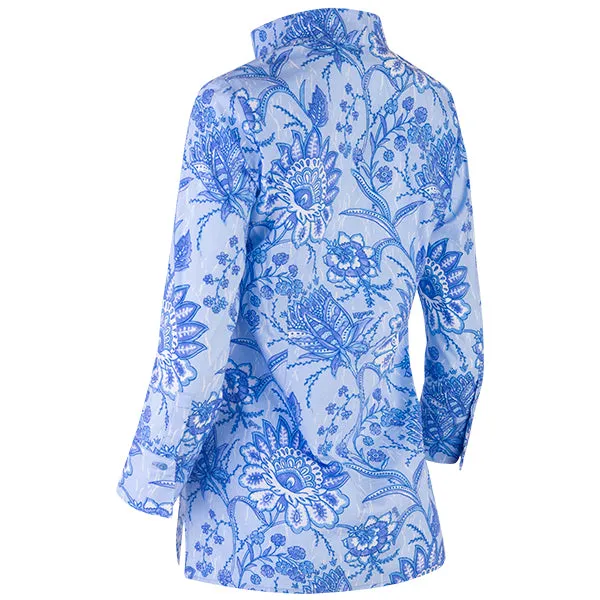 Polo Collar Tunic in Batik Floral