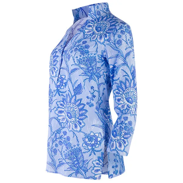 Polo Collar Tunic in Batik Floral