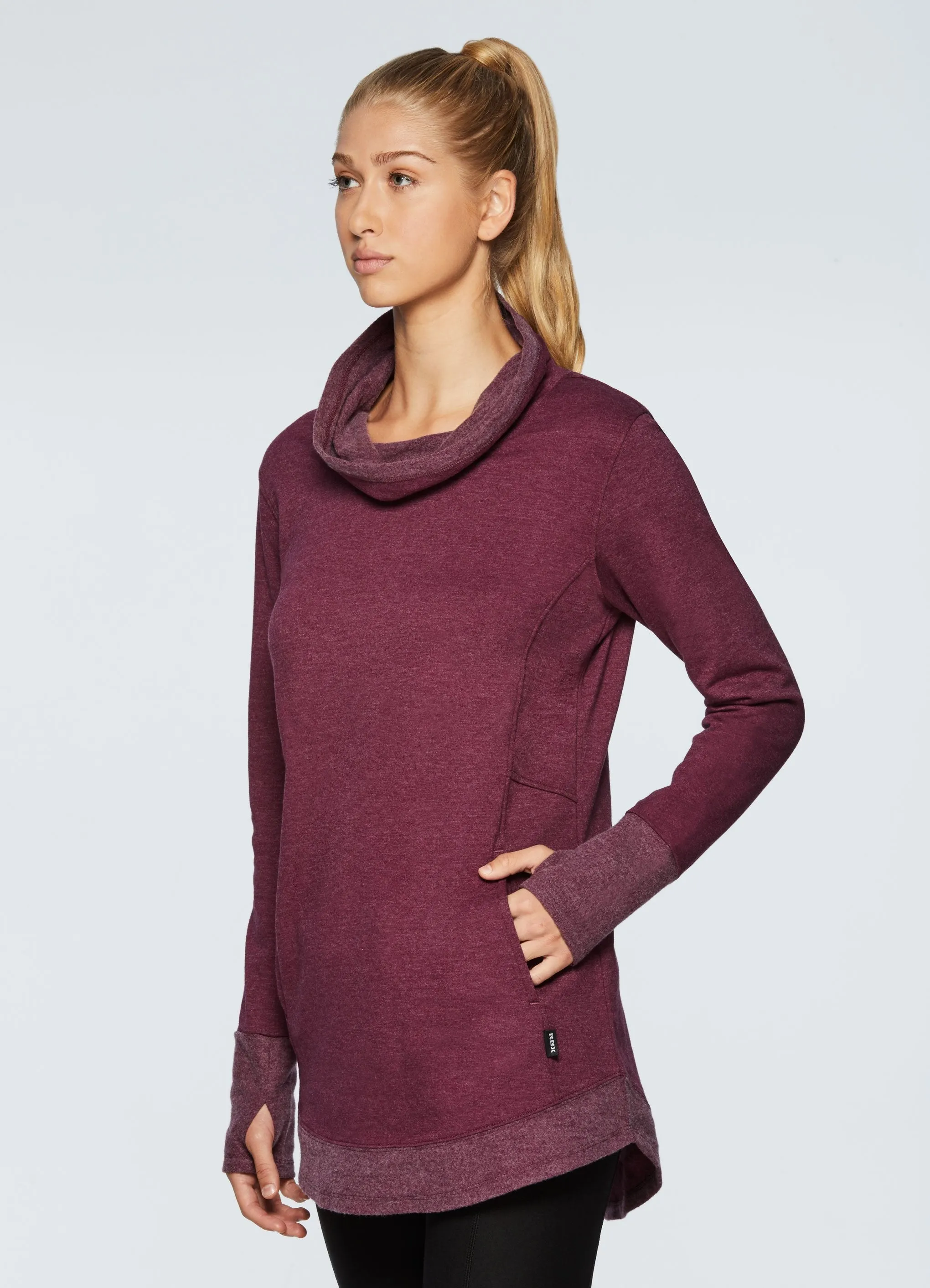 Prime Fleece Cowl Neck Tunic Sweatshirt