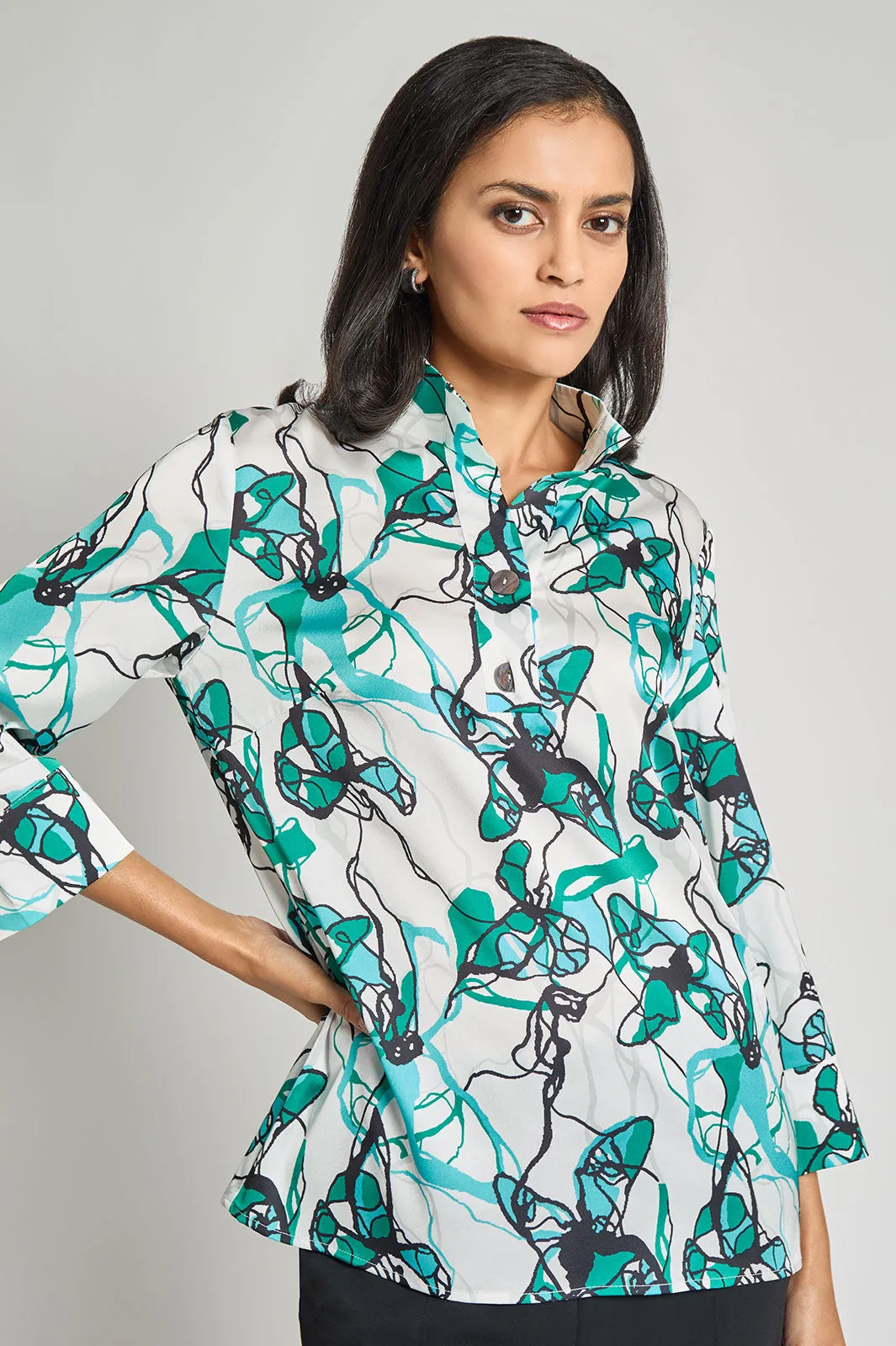 Printed Charmeuse Tunic