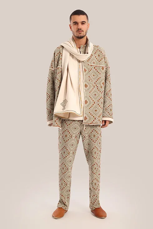Printed quilted cotton short jacket