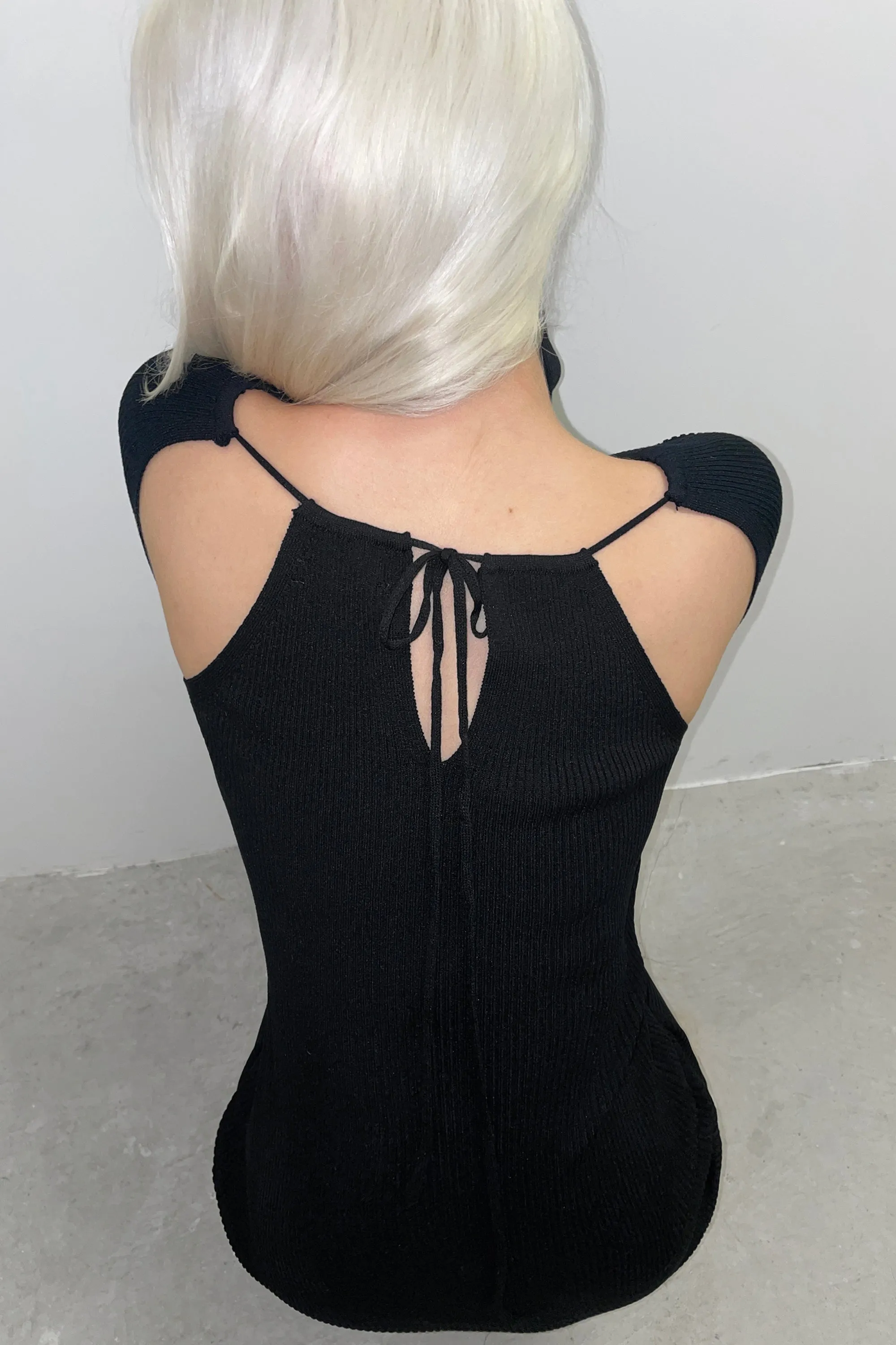 RIB-KNIT MINI DRESS WITH CUTOUTS