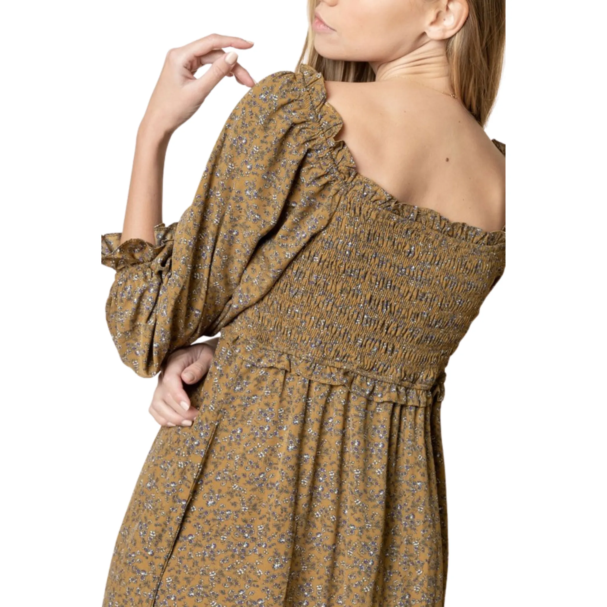 Romantic Floral Smocked Bodice Dress