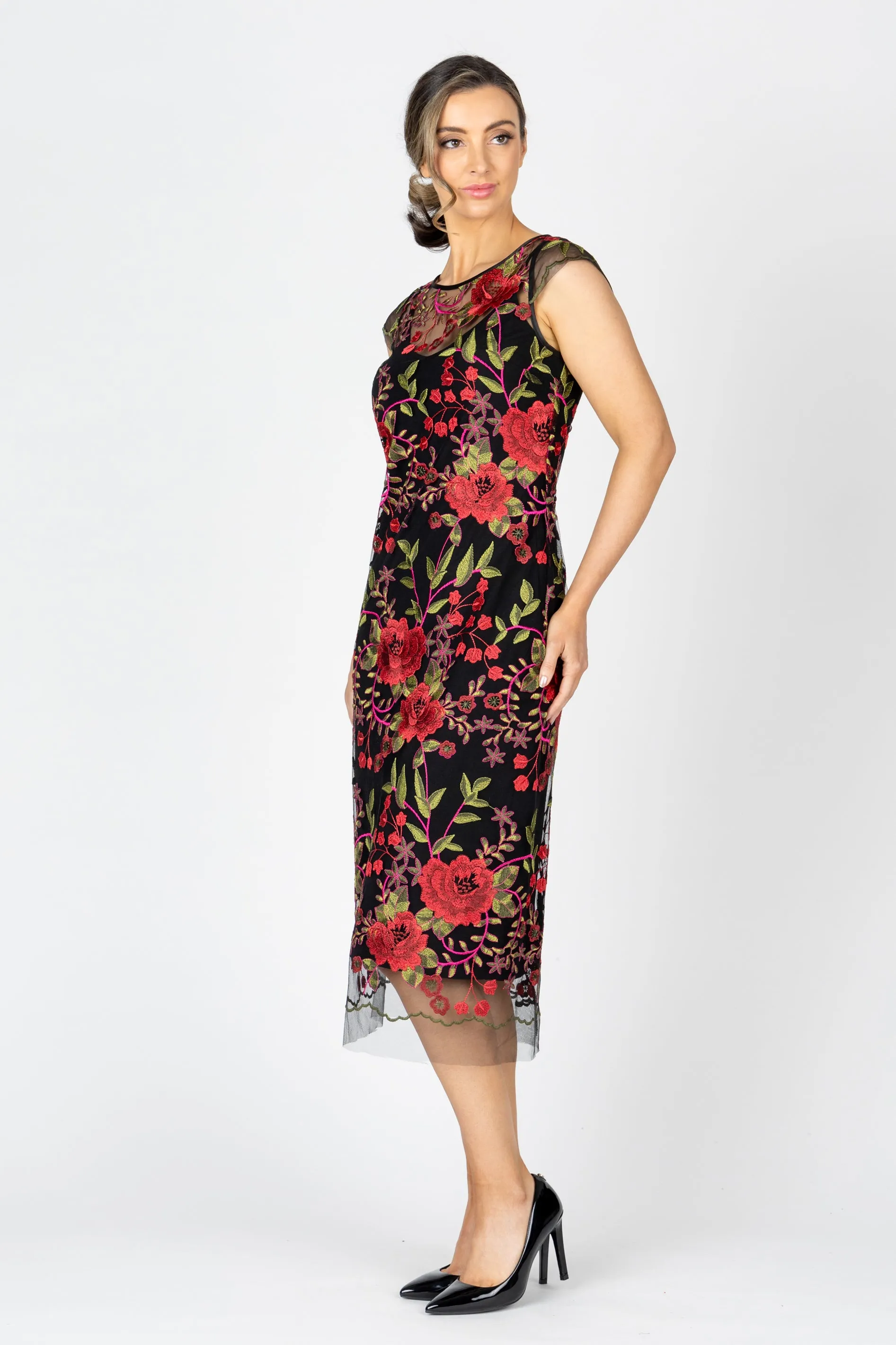 RUBY ROSE Cap Sleeve Midi Dress