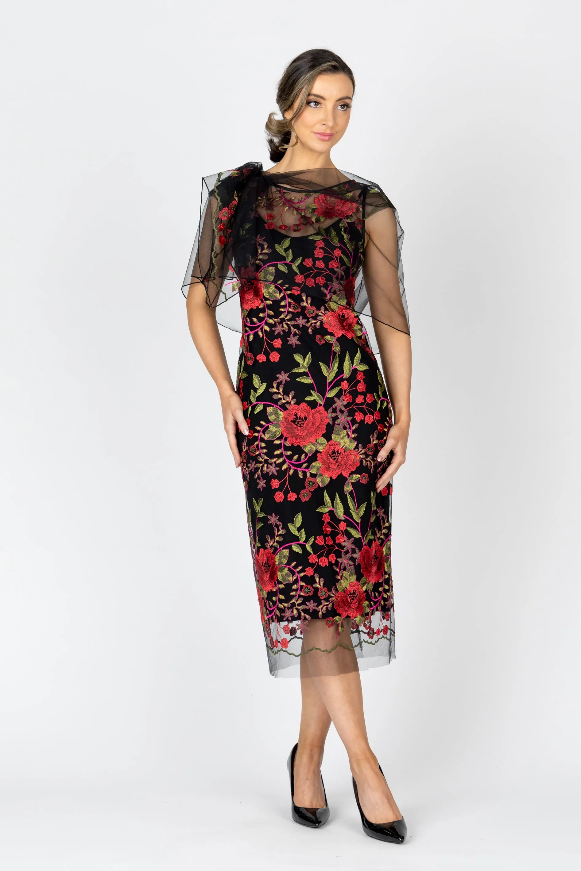 RUBY ROSE Cap Sleeve Midi Dress