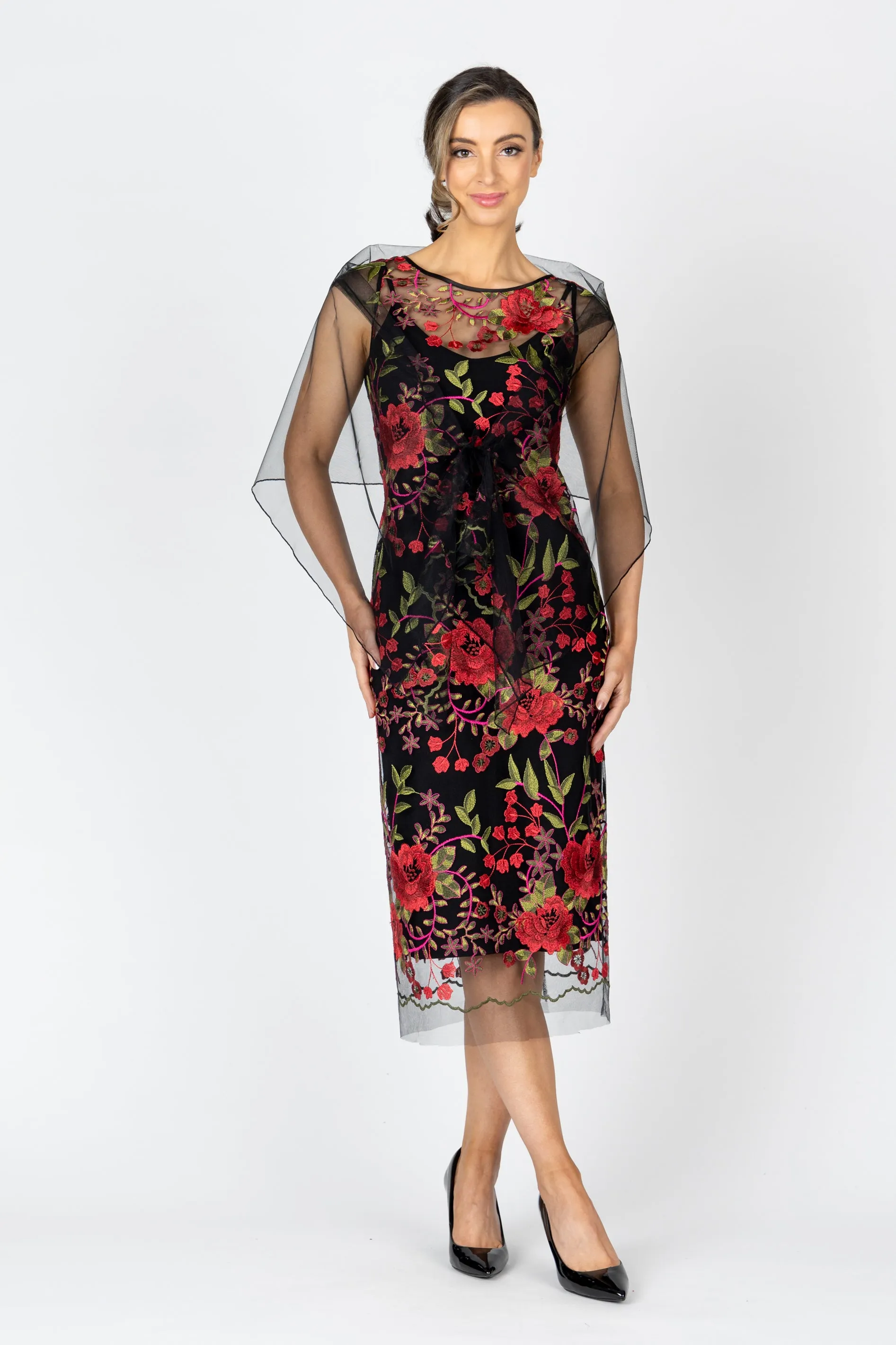 RUBY ROSE Cap Sleeve Midi Dress