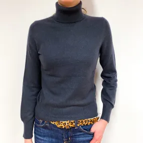 Slate Grey Cashmere Polo Neck Jumper Extra Small