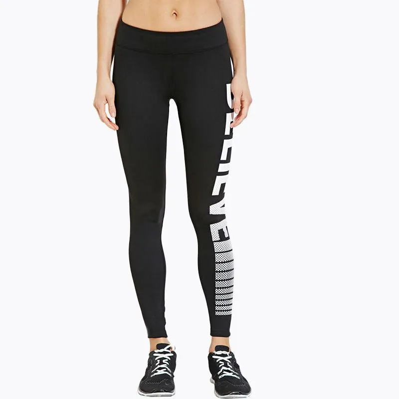 Slim Letters Print Elastic Leggings