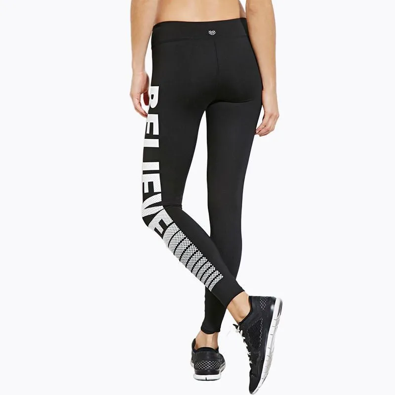 Slim Letters Print Elastic Leggings