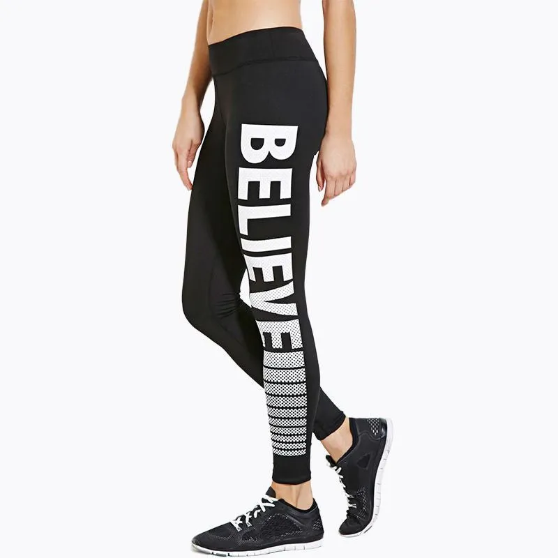 Slim Letters Print Elastic Leggings